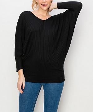 BAMBOO WAFFLE DOLMAN TUNIC